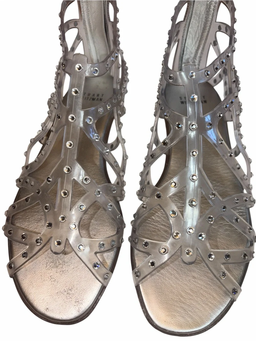 New Jelly Clear gladiator Sandals Stuart Weitzman Crystals Cinderella Bride 9